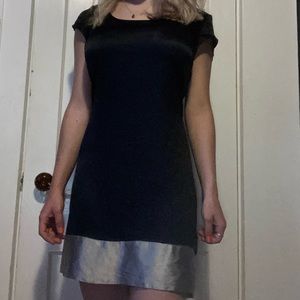 Scoop neck black satin dress